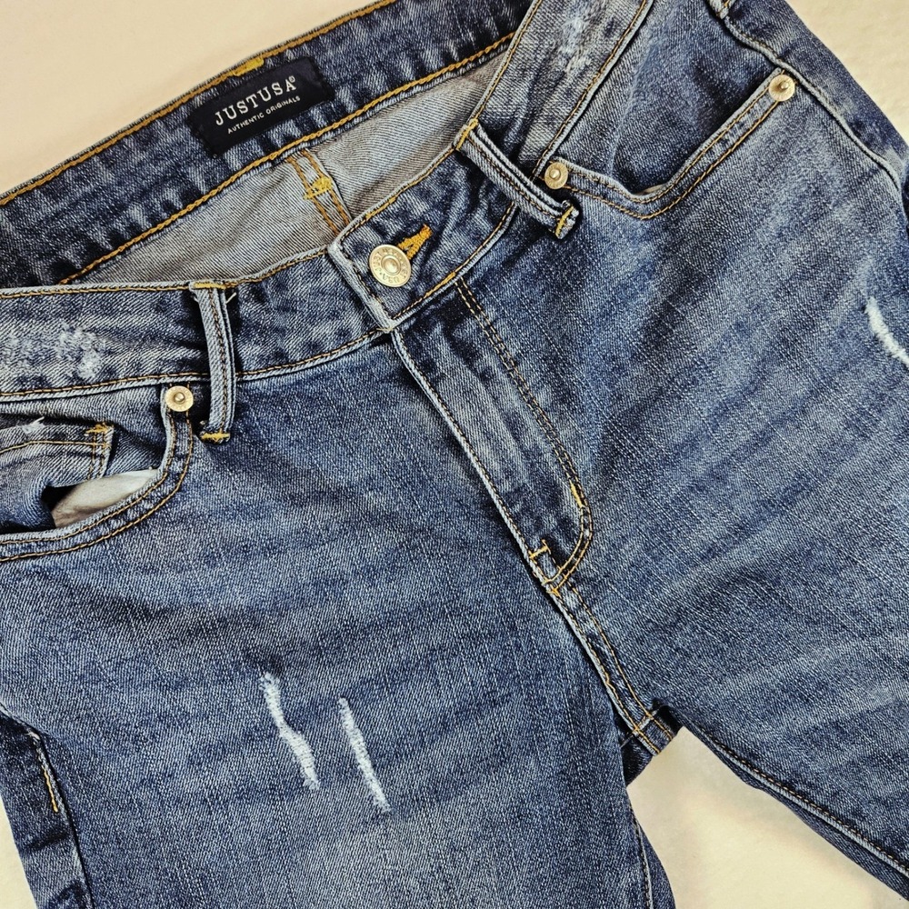 JustUSA Womens Distressed Flare Leg Jeans Dark Wash Ripped‎ Denim JP774 Size 7